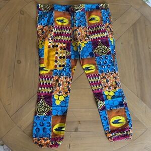 Colorful African Boho Print Patchwork Jogger Pants Ankara Style Festival MIP